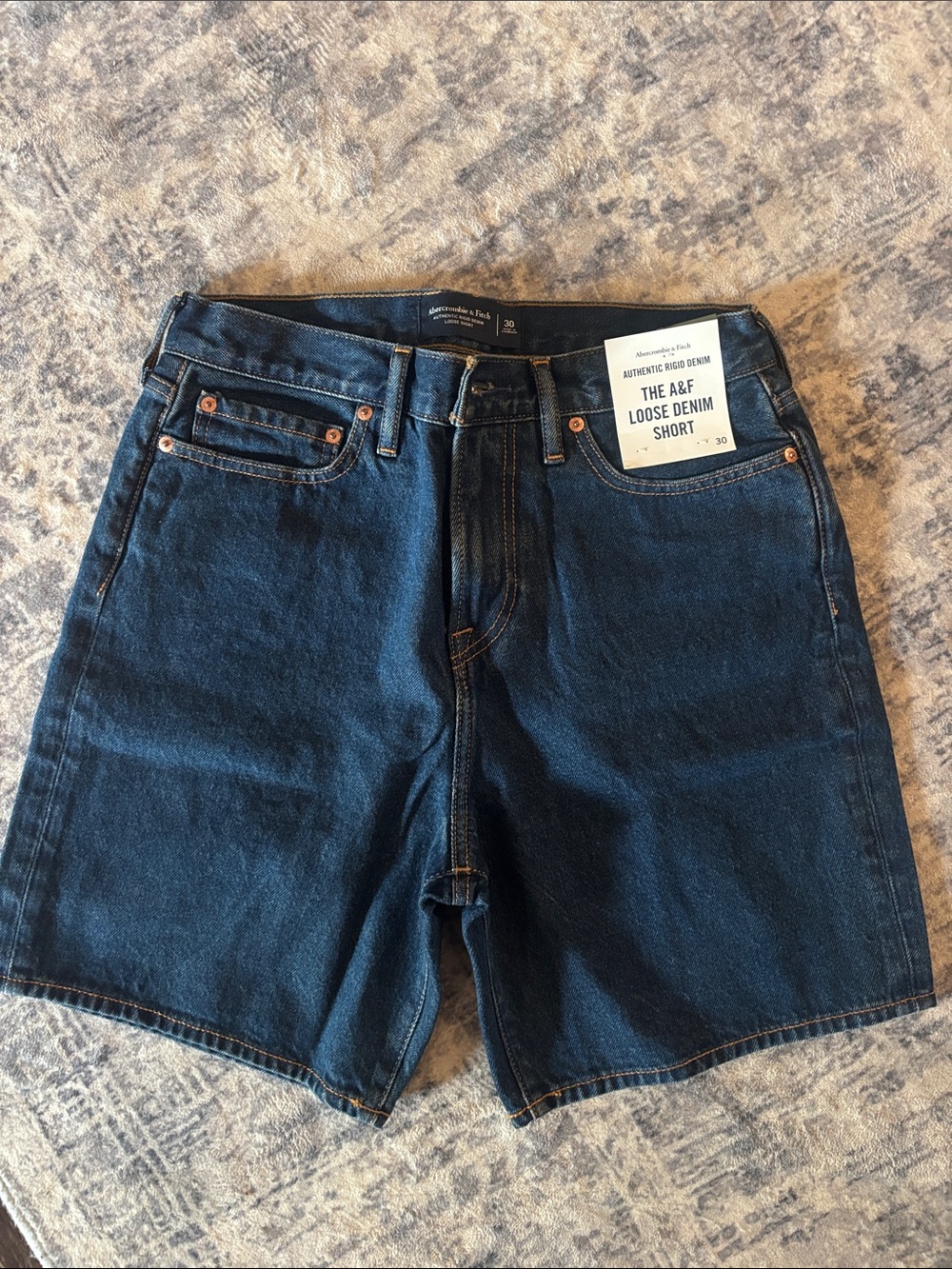 Abercrombie & Fitch Dark Navy Loose Denim Men's Shorts